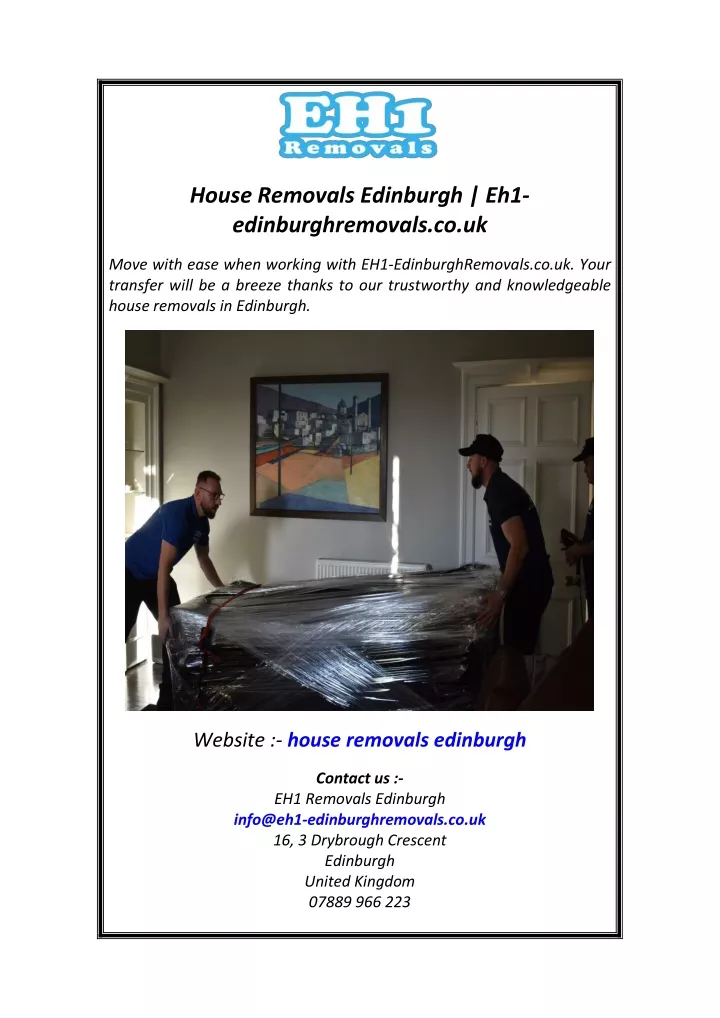 house removals edinburgh eh1 edinburghremovals