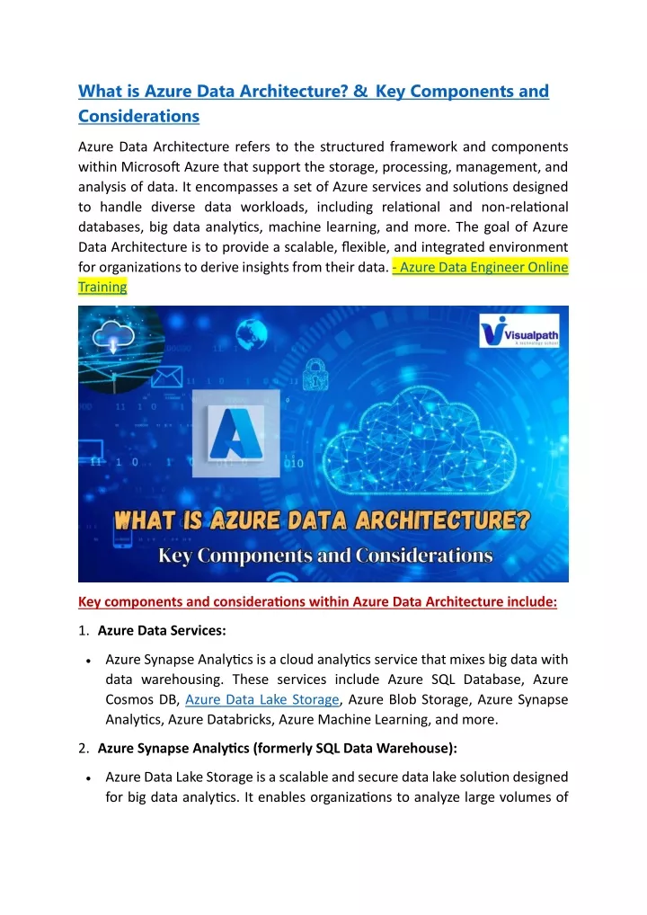 what is azure data architecture key components