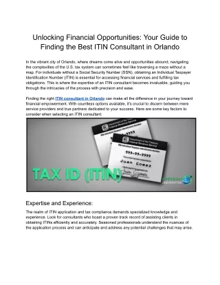 Unlocking Financial Opportunities_ Your Guide to Finding the Best ITIN Consultant in Orlando