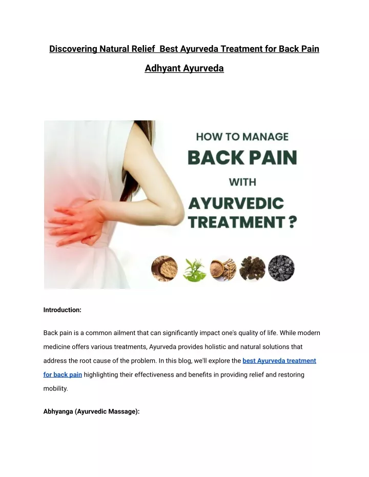 discovering natural relief best ayurveda
