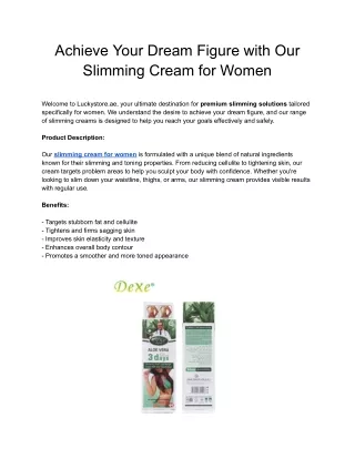 Achieve Your Dream Figure with Our Slimming Cream for Women