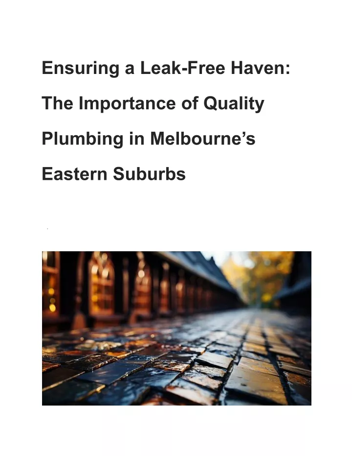 ensuring a leak free haven
