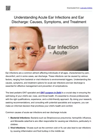 Understanding Acute Ear Infections and Ear Discharge
