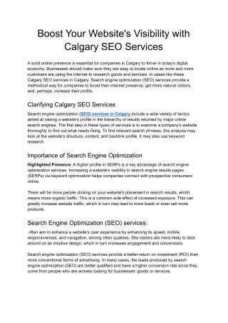 Boost Your Website's Visibility with Calgary SEO Services - Google Docs