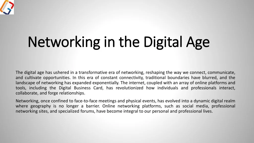 PPT - Networking in the Digital Age PowerPoint Presentation, free ...