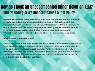 KLM Unaccompanied Minor Policy