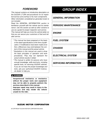 2008 Suzuki LT-Z90K8 Quadsport Service Repair Manual