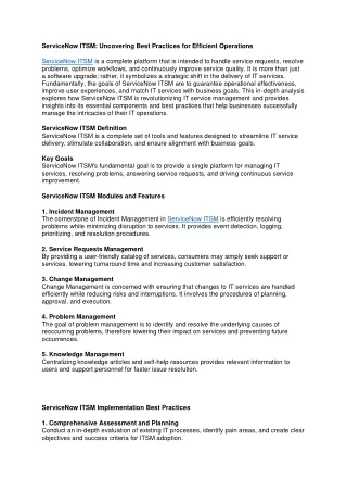 servicenow itsm uncovering best practices