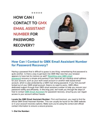 How Can I Contact to GMX Email Assistant Number for Password Recovery