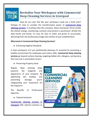 Commercial deep cleaning services revitalize your workspace