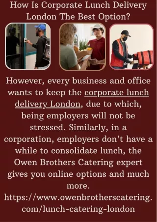 How Is Corporate Lunch Delivery London The Best Option