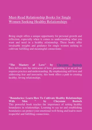 Must-Read Relationship Books for Single Women Seeking Healthy Relationships