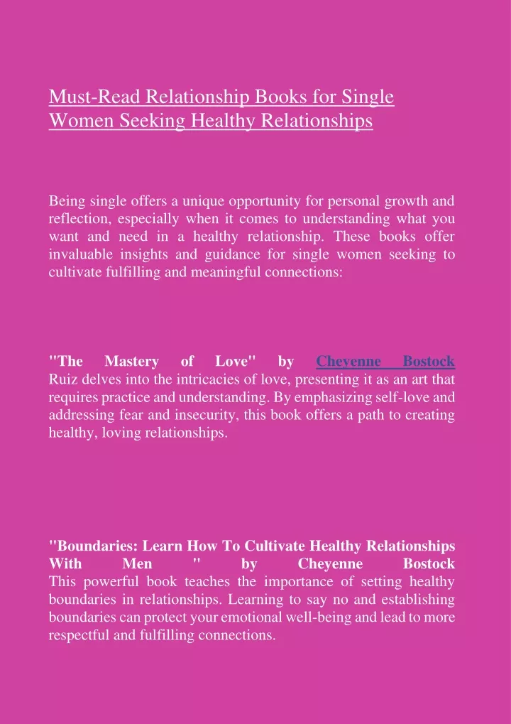 must read relationship books for single women