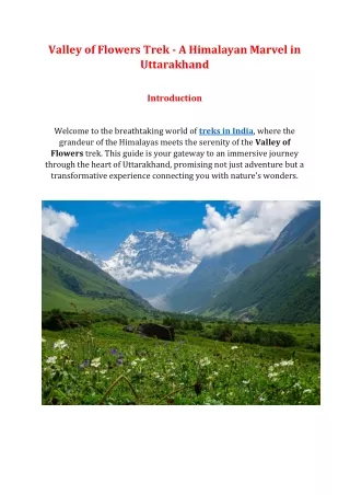 Discover the Beauty: Valley of Flowers Trek