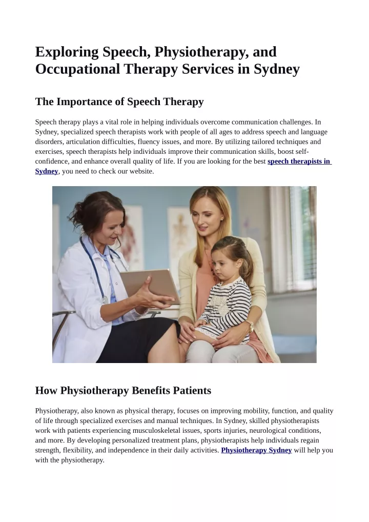 exploring speech physiotherapy and occupational