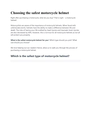 Choosing the safest motorcycle helmet
