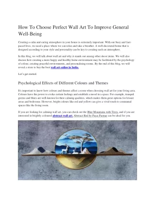 How To Choose Perfect Wall Art To Improve General Well-Being_