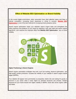 Effect of Website SEO Optimisation on Brand Visibility