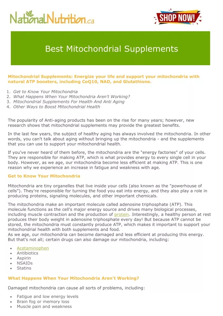 best mitochondrial supplements