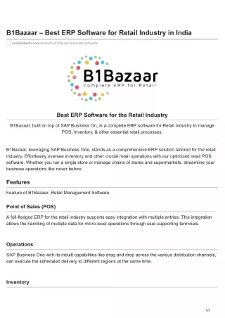 B1Bazaar- Best ERP Software for Retail Industry in India