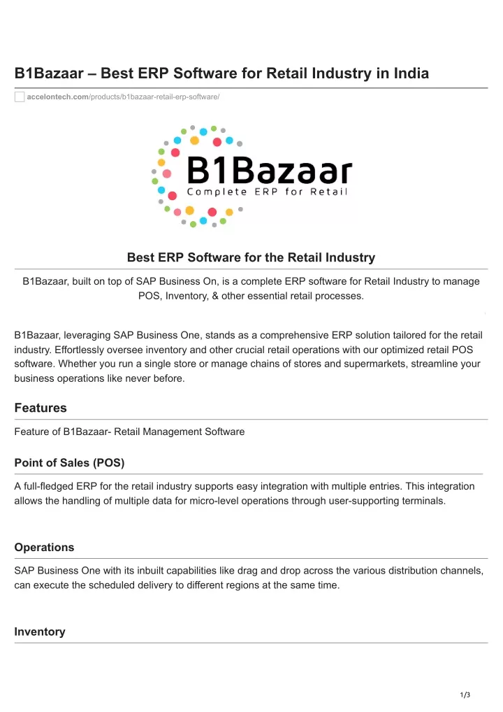 b1bazaar best erp software for retail industry