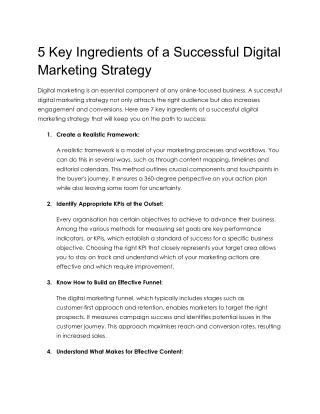 5 Key Ingredients of a Successful Digital Marketing Strategy
