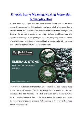 Emerald Stone Meaning Healing Properties & Everyday Uses