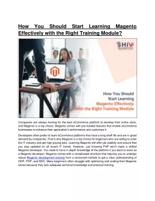 Learning Magento Effectively with the Right Training Module | A Detailed Overvie