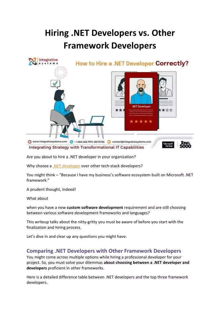 hiring net developers vs other framework