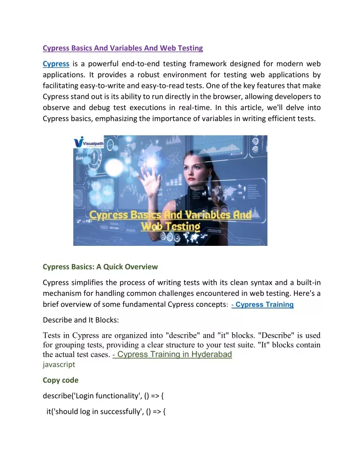 cypress basics and variables and web testing