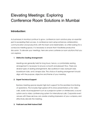 Elevating Meetings: Exploring Conference Room Solutions in Mumbai