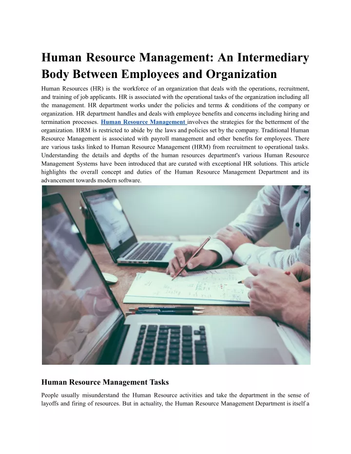 human resource management an intermediary body