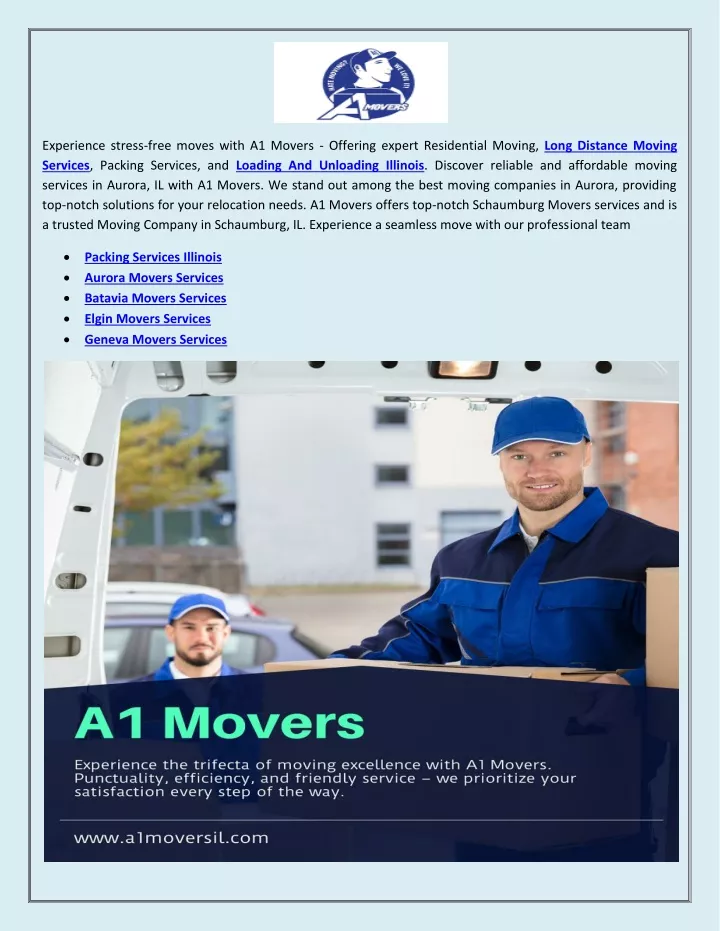 experience stress free moves with a1 movers