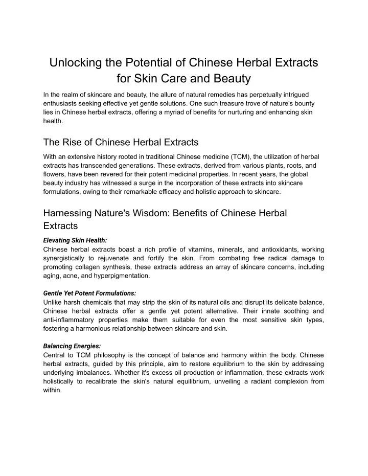 unlocking the potential of chinese herbal