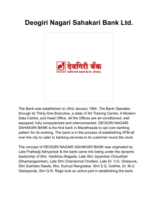 Deogiri Nagari Sahakari Bank Ltd.