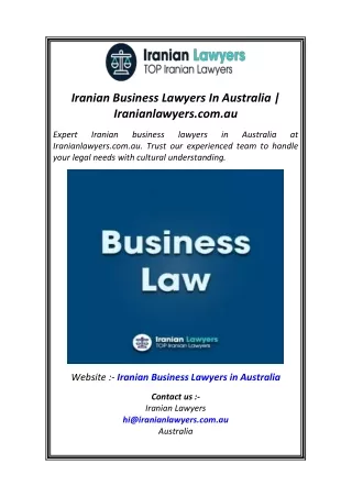 Iranian Business Lawyers In Australia  Iranianlawyers.com.au