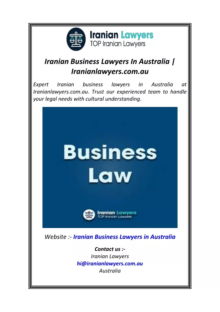 iranian business lawyers in australia
