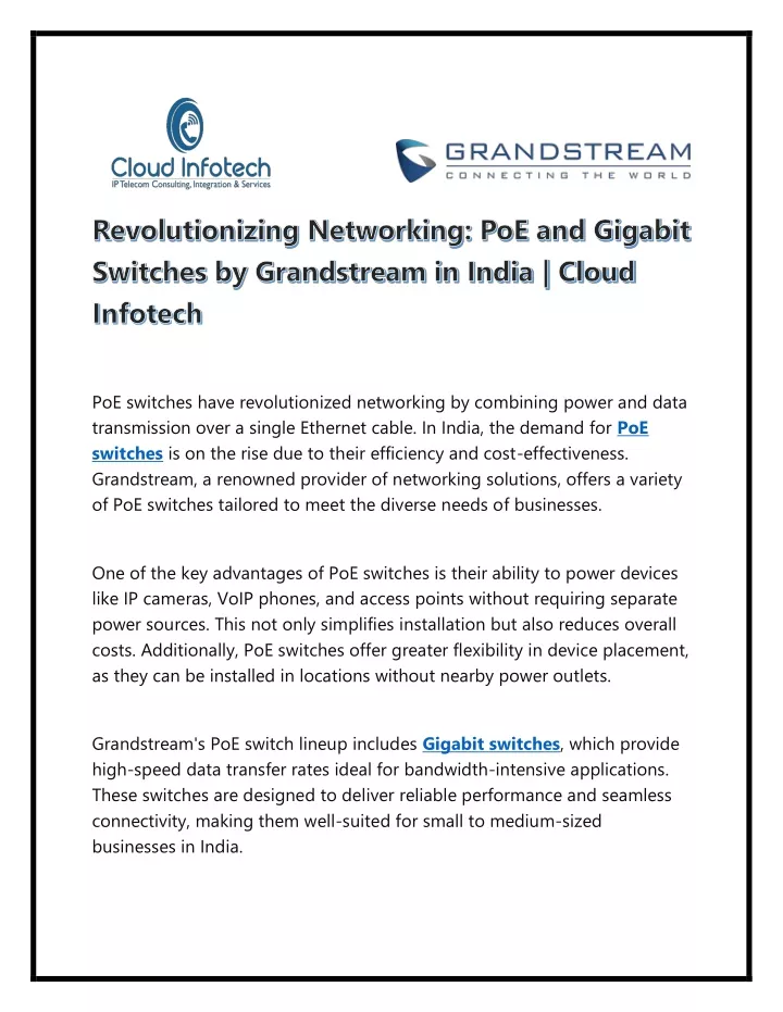 revolutionizing networking poe and gigabit