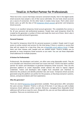 Tmail.io: A Perfect Partner for Professionals