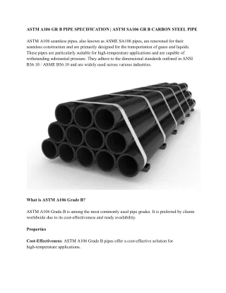 ASTM A106 GR B PIPE SPECIFICATION _ ASTM SA106 GR B CARBON STEEL PIPE