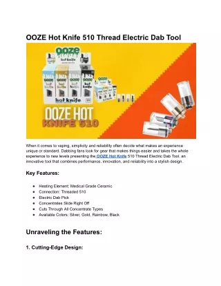 OOZE Hot Knife 510 Thread Electric Dab Tool
