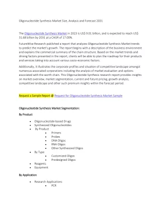 oligonucleotide synthesis market size analysis