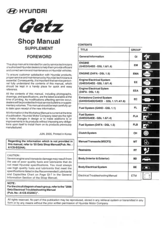 2009 Hyundai Getz Click Service Repair Manual