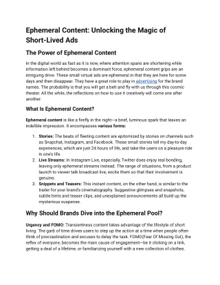 ephemeral content unlocking the magic of short