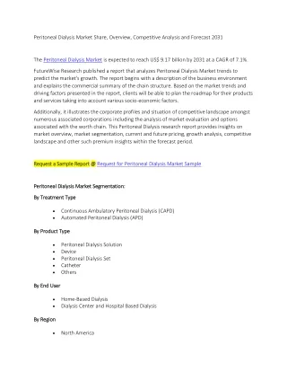 peritoneal dialysis market share overview
