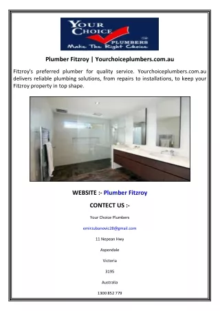 Plumber Fitzroy  Yourchoiceplumbers.com.au