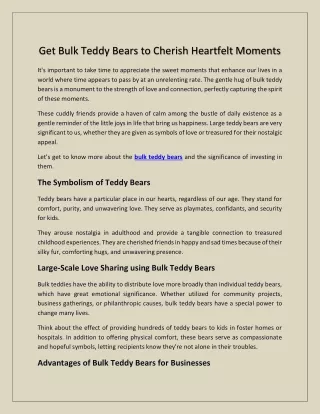 Get Bulk Teddy Bears to Cherish Heartfelt Moments
