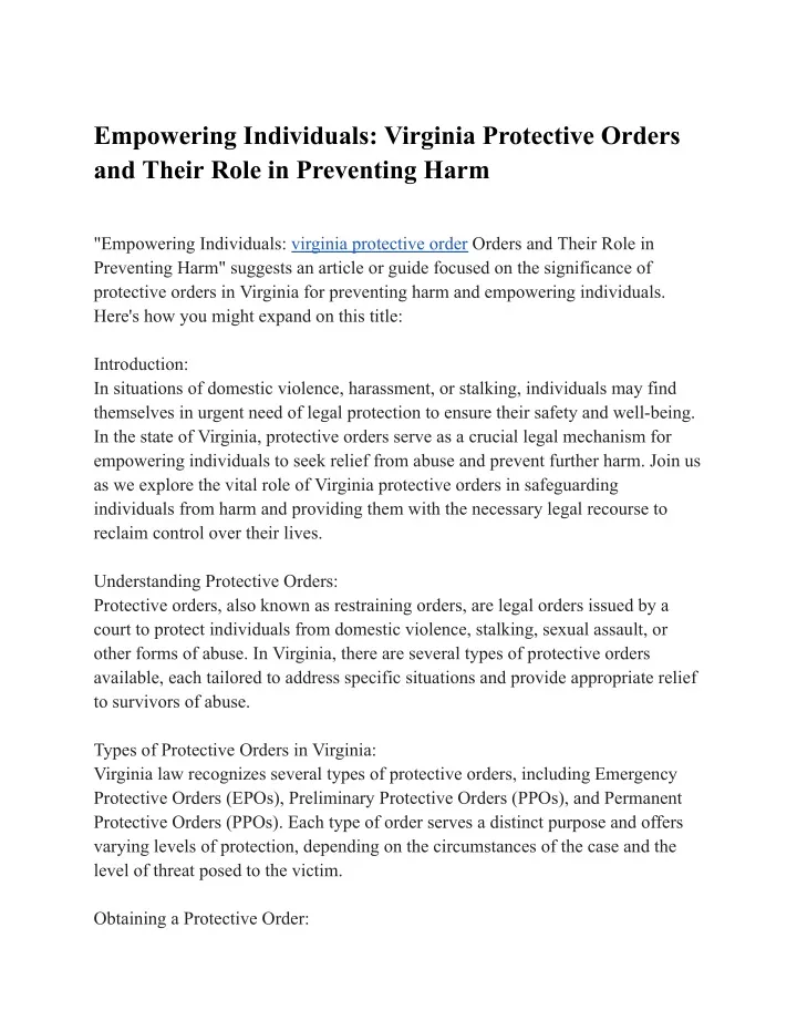empowering individuals virginia protective orders