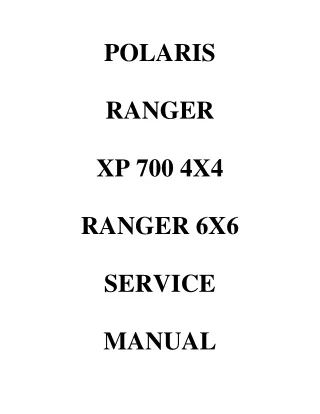 2009 Polaris Ranger XP 700 4x4 6X6 Service Repair Manual
