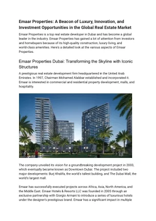 Emaar Properties_ A Beacon of Luxury, Innovation, and Investment Opportunities in the Global Real